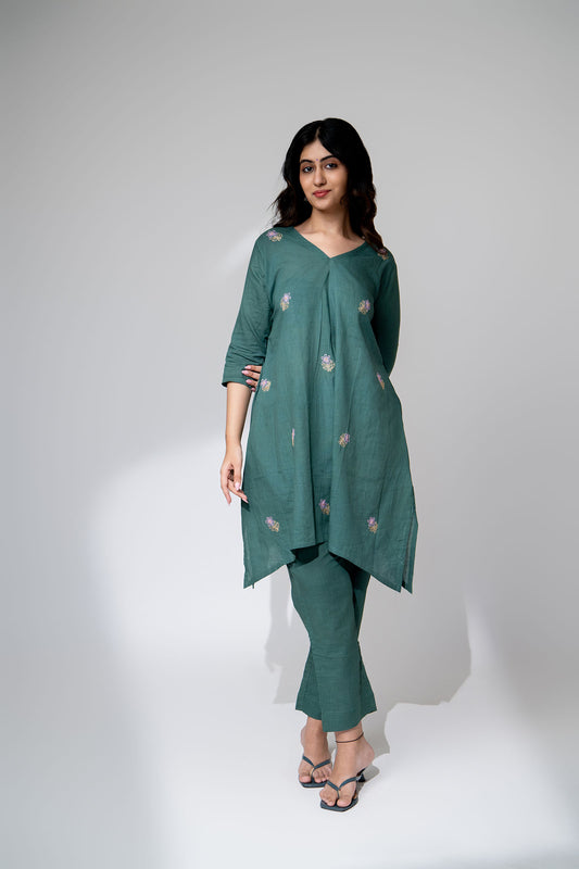 Mint Green Mul Kurta Set