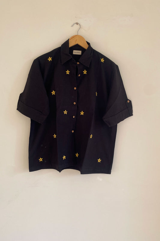 Black Sunflower Embroidery Shirt (Unisex)