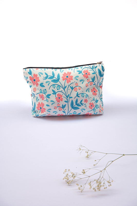 White Floral Bliss Daily Essential Small Pouch