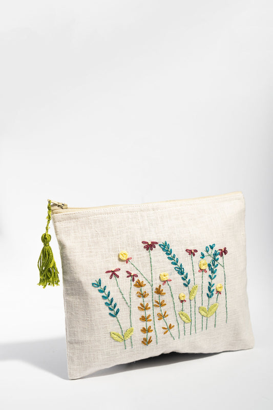 Spring Meadow Embroidery Multi Purpose Small Pouch